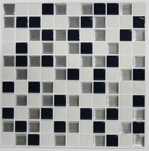 York Wallcoverings - Placi mozaic metallic checkerboard | 4 placi de 26,7 cm x 26,7 cm