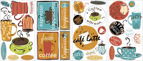 Sticker decorativ CAFE | 4 colite de 25,4 cm x 45,7 cm