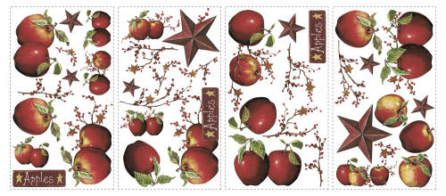 York Wallcoverings - Sticker decorativ country apples | 4 colite de 25,4 cm x 45,7 cm