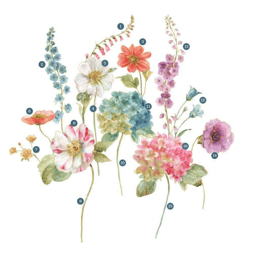 York Wallcoverings - Sticker decorativ garden flowers | 2 colite de 45,7 cm x 101,6 cm
