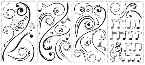 Sticker decorativ MUSIC NOTE SCROLL | 4 colite de 25,4 cm x 45,7 cm
