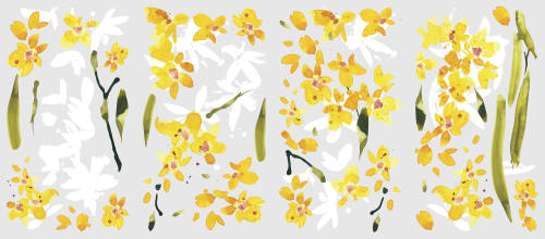 Sticker decorativ YELLOW FLOWER ARRANGEMENT | 48,3 x 86,4 cm