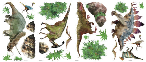 York Wallcoverings - Sticker dinosaur | 4 colite de 25,4 cm x 45,7 cm