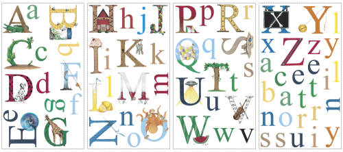 York Wallcoverings - Sticker educativ alphabet | 4 colite de 25,4 cm x 45,7 cm