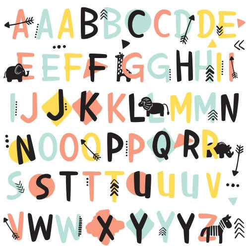 York Wallcoverings - Sticker educativ tribal alphabet |4 colite de 22,8 cm x 44,1 cm