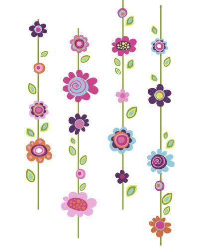 York Wallcoverings - Sticker gigant flower stripe | 2 colite de 45,7 cm x 101,6 cm