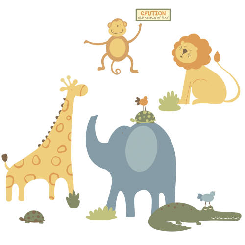 York Wallcoverings - Sticker gigant sapna zoo animals | 4 colite de 25,4 cm x 45,7 cm
