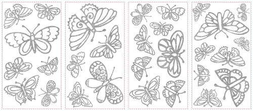 York Wallcoverings - Sticker glitter butterflies | 4 colite de 25,4 cm x 45,7 cm