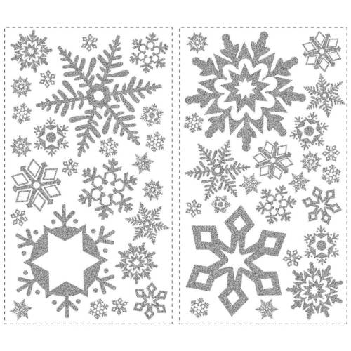 York Wallcoverings - Sticker glitter snowflakes | 4 colite de 25,4 cm x 45,7 cm