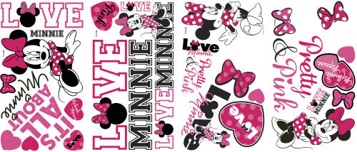 York Wallcoverings - Sticker minnie loves pink | 4 colite de 25,4 cm x 45,7 cm