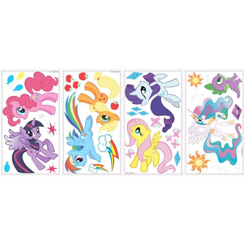 York Wallcoverings - Sticker my little pony cu sclipici | 4 colite de 25,4 cm x 45,7 cm