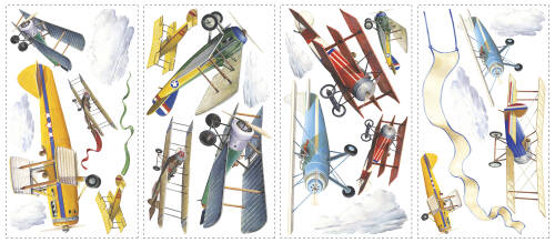 York Wallcoverings - Sticker vintage planes | 4 colite de 25,4 cm x 45,7 cm