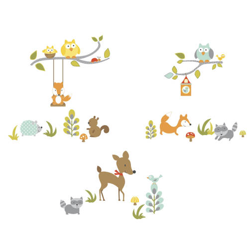 York Wallcoverings - Sticker woodland fox & friends | 4 colite de 25,4 cm x 45,7 cm