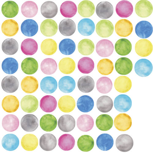 York Wallcoverings - Stickere watercolor dots | 4 colite de 25,4 cm x 45,7 cm