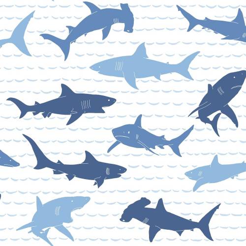 York Wallcoverings - Tapet shark charades | ki0566
