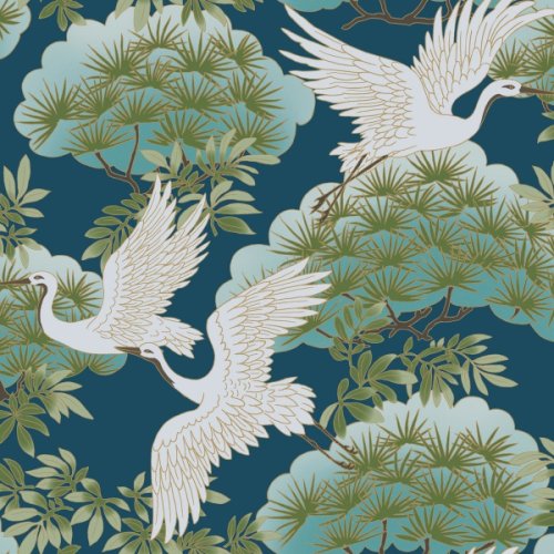 York Wallcoverings - Tapet sprig & heron | af6592