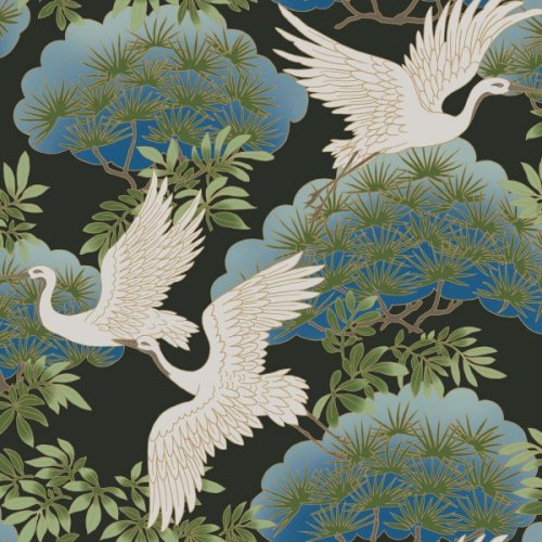 York Wallcoverings - Tapet sprig & heron | af6593