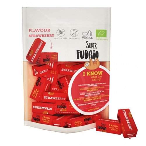 Caramele cu aroma de capsuni fara gluten Super Fudgio, bio, 150 g, ecologic