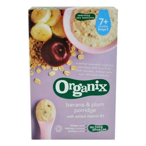 Cereale Organix din Ovaz si Orez cu Banane si Prune, de la 7 luni, bio, 200 g
