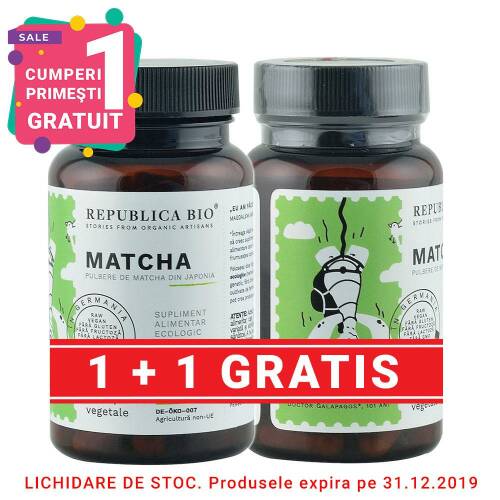 Matcha ecologica Republica BIO, pachet promotional 1+1 gratis, BIO, RAW, VEGAN