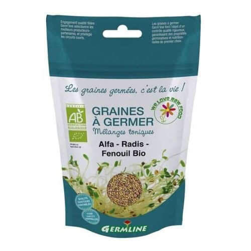 Mix Fitness de seminte alfalfa, ridiche si fenicul pentru germinat Germline, bio, 150 g
