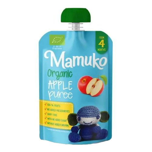 Piure de mere FARA ZAHAR pentru copii de la 4 luni Mamuko, bio, 100g