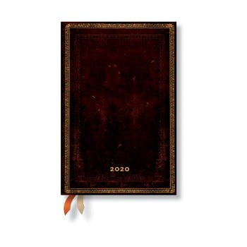 Agendă pentru anul 2020, cu copertă tare Paperblanks Black Morrocan, 160 file, maro