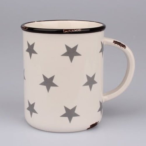 Cană din ceramică cu steluțe Dakls, 750 ml, alb