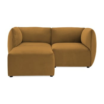 Canapea modulară cu 2 locuri și suport pentru picioare Vivonita Velvet Cube, galben muștar