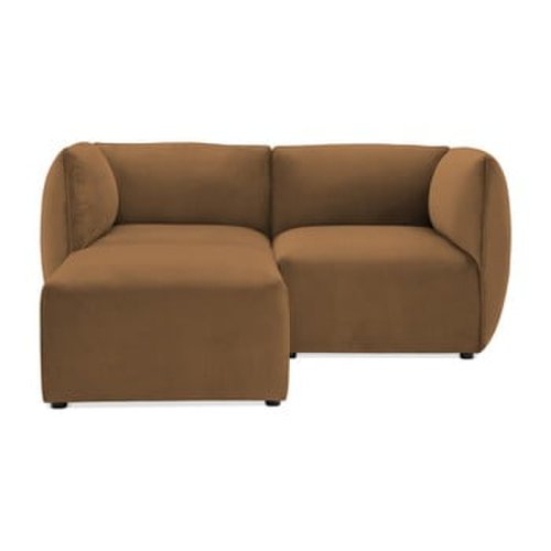 Canapea modulară cu 2 locuri și suport pentru picioare Vivonita Velvet Cube, maro