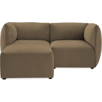 Canapea modulară cu 2 locuri și suport pentru picioare Vivonita Velvet Cube, maro - gri
