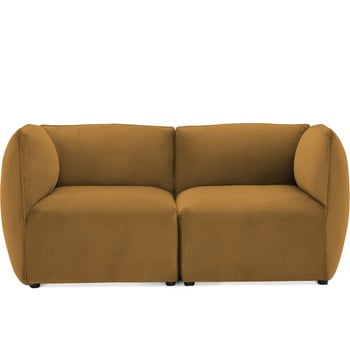 Canapea modulară cu 2 locuri Vivonita Velvet Cube, galben muștar
