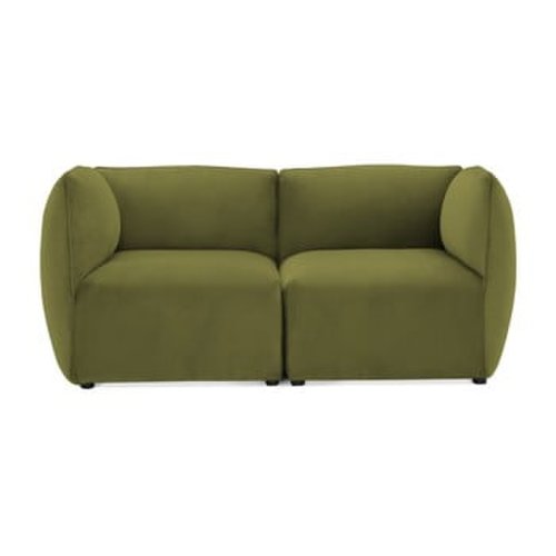 Canapea modulară cu 2 locuri Vivonita Velvet Cube, verde măsliniu