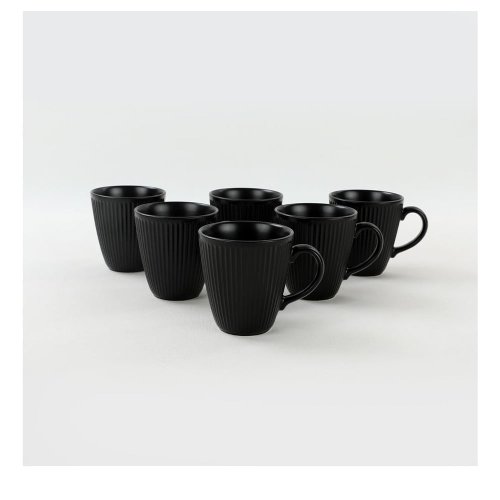 Căni negre 6 buc. din ceramică 0.3 l – Hermia
