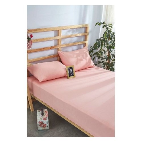 Cearceaf roz din bumbac cu elastic 100x200 cm – Mila Home