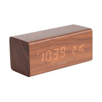 Ceas alarmă, decor lemn, Karlsson Cube, 16 x 7,2 cm