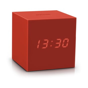 Ceas deșteptător cu LED Gingko Gravity Cube, roșu