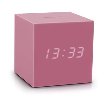 Ceas deșteptător cu LED Gingko Gravity Cube, roz