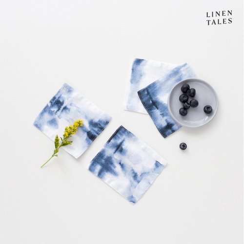 Coasters albe/albastre din țesătură 4 buc. – Linen Tales