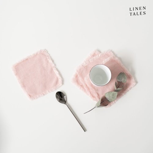 Coasters roz-deschis din țesătură 4 buc. – Linen Tales