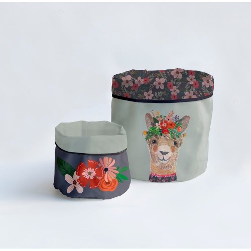 Coșuri de depozitare 2 buc. din material textil Floral Llama – Little Nice Things