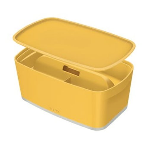 Cutie depozitare cu capac și organizator Leitz Cosy, volum 5 l, galben