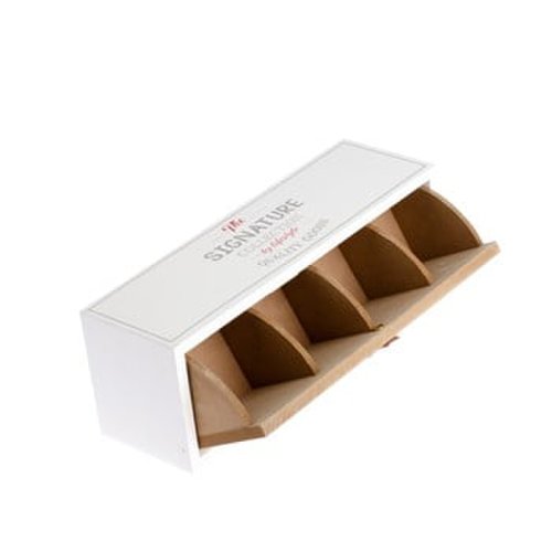 Cutie din lemn pentru ceai cu 3 compartimente Dakls, 30 x 10,5 cm,alb