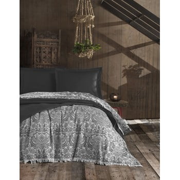 Cuvertură din bumbac matlasat pentru pat dublu EnLora Home Nish Anthracite, 240 x 260 cm, gri antracit