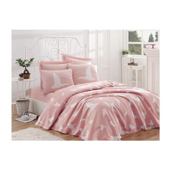 Enlora Home - Cuvertură din bumbac pentru pat de o persoană single pique rosa, 160 x 235 cm