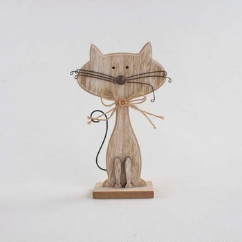 Decorațiune din lemn în formă de pisică Dakls Cats, înălțime 25 cm
