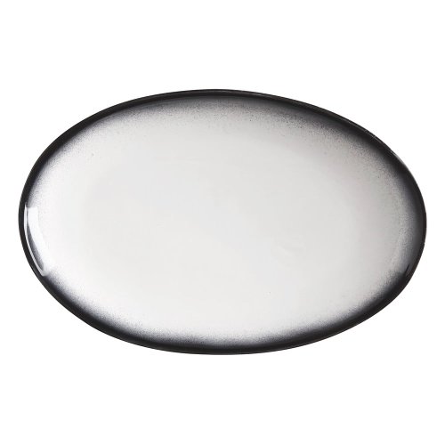 Farfurie ovală din ceramică Maxwell & Williams Caviar, 25 x 16 cm, alb - negru