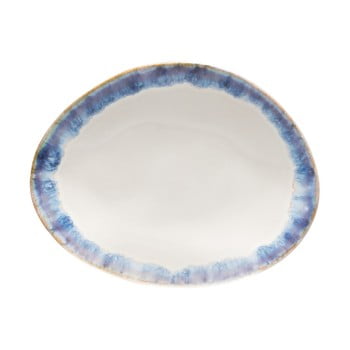 Farfurie pentru desert din gresie ceramică Costa Nova Brisa, alb-albastru