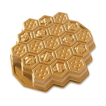 Formă pentru copt Nordic Ware Honeycomb, 2,4 l, auriu