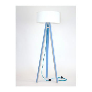 Lampadar cu abajur alb și cablu turcoaz Ragaba Wanda, albastru
